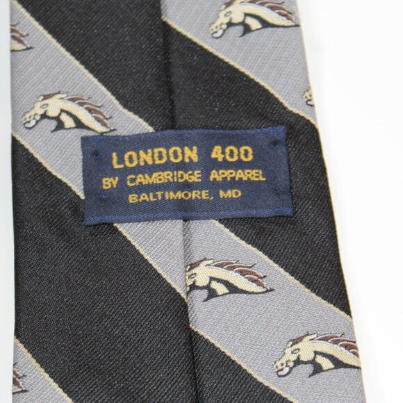 London 400 Western Michigan University Black/silver striped bronco mascot tie - Picture 3 of 8